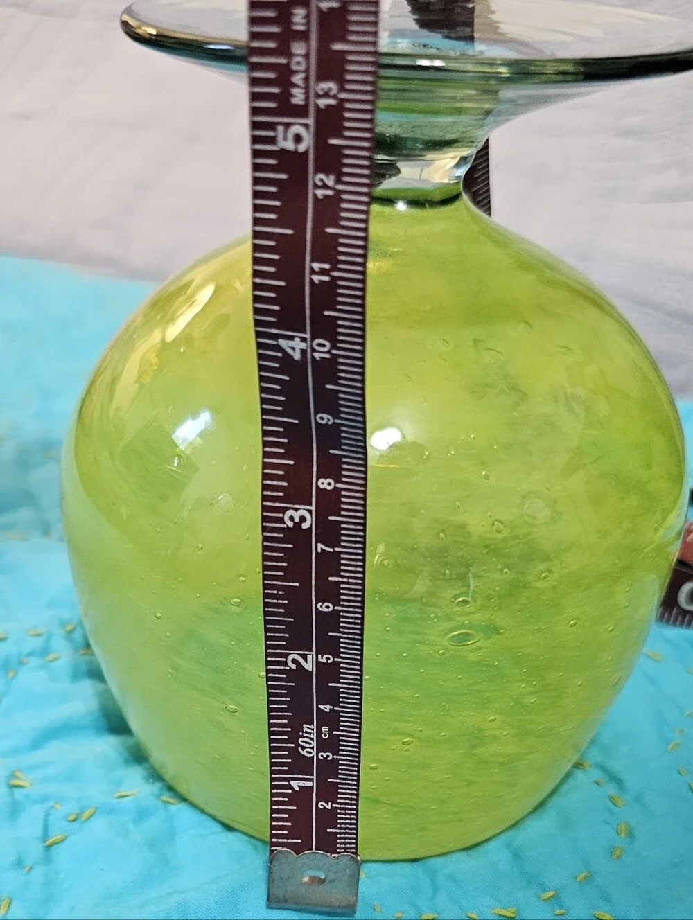 Crate & Barrel Handblown Glass Goblets, Lime Green, Quality Made Five(5) Glasses